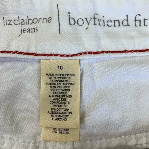 Liz Claiborne Jeans Boyfriend Fit Straight Crop Cuffed Size 10 White Mid Rise - Picture 16 of 16